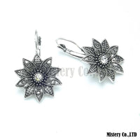 Tibetan Carved Flower Vintage Ethnic Drop Dangle Earrings