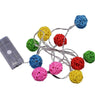 Mix color 10 LED Rattan Ball Christmas Lights