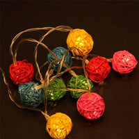 Mix color 10 LED Rattan Ball Christmas Lights - sparklingselections