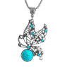 Cute Butterfly Natural Stone Green Pendant  Necklace