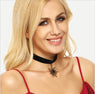 Sunflower Velvet Ribbon Choker Black Beads Pendant Necklaces