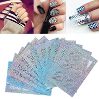 24 Sheets Hollow Irregular Grid Stencil Reusable Nail Stickers - sparklingselections