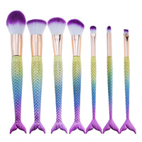 7Pcs Cosmetic Mermaid Shaped Makeup Brush Set - sparklingselections