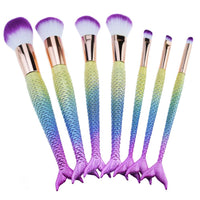 7Pcs Cosmetic Mermaid Shaped Makeup Brush Set - sparklingselections