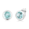 Round 6mm Sky Blue Topaz Silver Stud Earrings