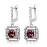 Round Red Rhodolite Garnet Dangling Earrings