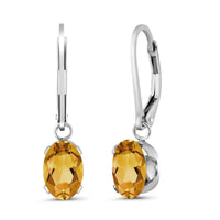 Oval Yellow Citrine Silver Earrings - sparklingselections