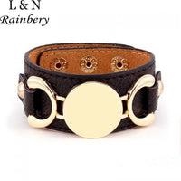 Monogram Leather Cuff Bracelet - sparklingselections