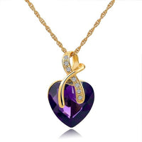 Wedding Necklace Jewelry Crystal Heart Pendant Necklace For Women (Purple, Green) - sparklingselections