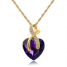 Wedding Necklace Jewelry Crystal Heart Pendant Necklace For Women (Purple, Green)