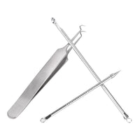 3 Pcs  Stainless Facial Acne Spot Pimple Blackhead Remover Extractor Too - sparklingselections