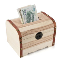 Wooden Piggy Bank Safe Money Box Savings With Lock - sparklingselections