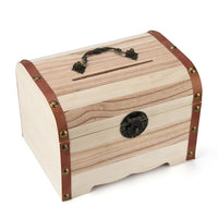 Wooden Piggy Bank Safe Money Box Savings With Lock - sparklingselections