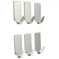 Self Adhesive Wall Stainless Steel Hooks 12PCS - sparklingselections