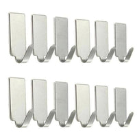 Self Adhesive Wall Stainless Steel Hooks 12PCS - sparklingselections