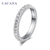 Titanium  Small CZ  Surround Stainless Steel Rings For Women - sparklingselections