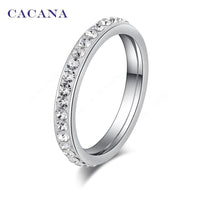 Small CZ  Surround Titanium Stainless Steel Rings For Women - sparklingselections