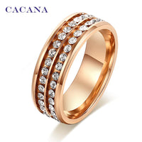 Golden Double Row Titanium Stainless Steel Rings For Women - sparklingselections