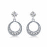 Ladies Fine Jewelry Silver Round Long Earrings