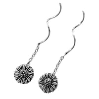 Women Sterling Silver Flower Threader Dangle Earrings - sparklingselections