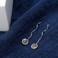 Women Sterling Silver Flower Threader Dangle Earrings - sparklingselections