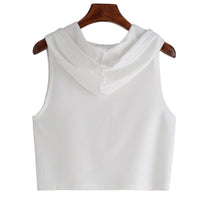 New Women Sleeveless Hooded Letters Printed Tops - sparklingselections