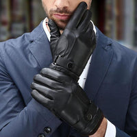 Men Thermal Winter Sports Leather Gloves - sparklingselections