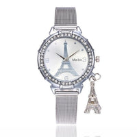 Luxury Eiffel Tower Full Stainless Steel Quartz Wristwatches Womens Fashion Watches - sparklingselections