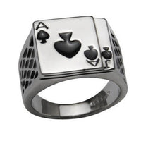 Black Enamel Spades Poker Finger Ring - sparklingselections