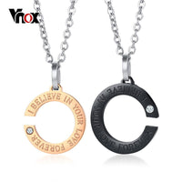 CZ Stone Stainless Steel Necklace Antique Pendants Jewelry - sparklingselections