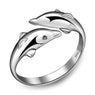 Silver plated double dolphin ring for women