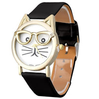 New Luxury Cat Face Printing Leather Wrist Watch - sparklingselections