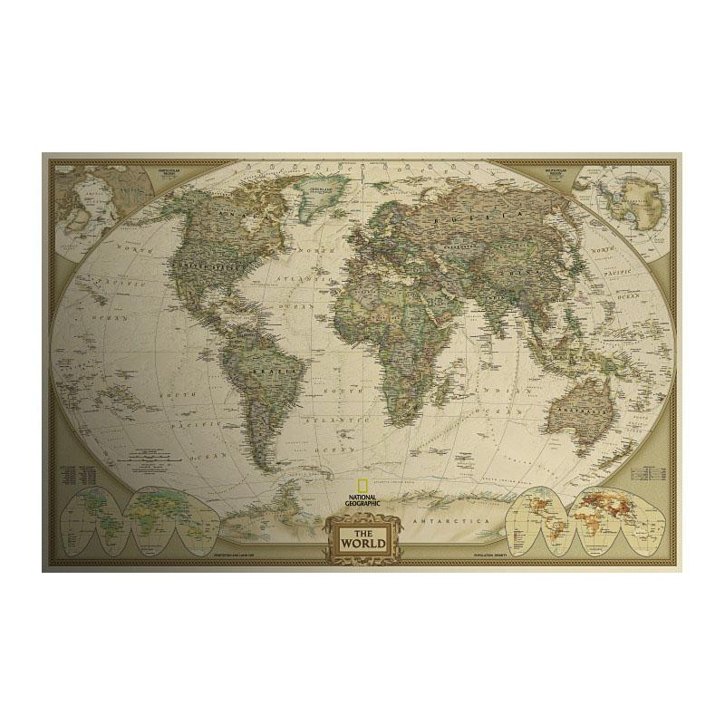 Retro Matte Kraft Paper World Map Antique Poster Wall Sticker ...