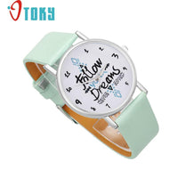 Follow your Dreams Words Pattern Leather Watch - sparklingselections