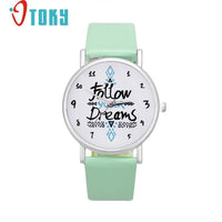women Follow your Dreams Words Pattern Leather Watch - sparklingselections