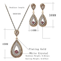 Women Crystal Water Drop Necklace Earring Jewelry Sets