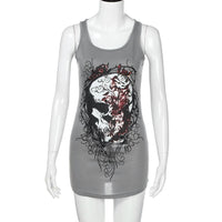 New Fashion Sleeveless Skull Skeleton Printed dress - sparklingselections