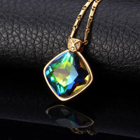 Green Crystal Charm Pendant Necklace For Women - sparklingselections