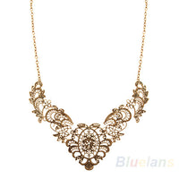 Vintage Luxurious Collar Chain  Bronze Lace Choker Necklace for Women