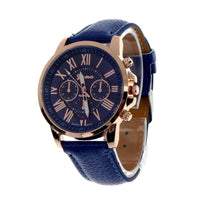 Roman Numerals Leather Analog Quartz Wrist Watch - sparklingselections