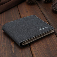 New Men Short Denim Thin Leather Wallet - sparklingselections