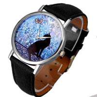 Cat Pattern Leather Band Analog Quartz Wristwatch - sparklingselections