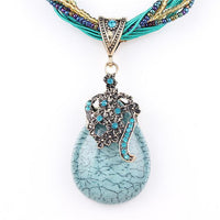 Natural Stone Beads Water Drop Pendants Necklace - sparklingselections