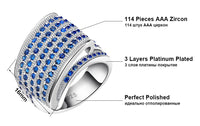 Unique 114 Micro Blue Zircon Pave Setting Finger Ring