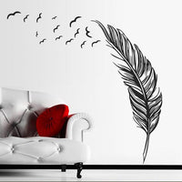 New Birds Feather Bedroom Mural Wall Stickers - sparklingselections