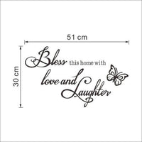 New Bless Letter Pattern Window Wall Stickers - sparklingselections