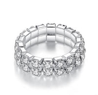Silver Elastic Full Crystal Rhinestone Rings For Women - sparklingselections