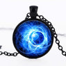 Galaxy Planet Round Glass Cabochon Pendant Necklace