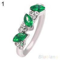 Grace Vintage Emerald Rhinestone Finger Ring Fashion Women's Engagement Wedding Rings - sparklingselections
