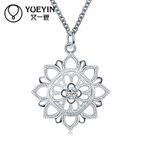 Women Silver Plated Crystal Pendant Necklace - sparklingselections